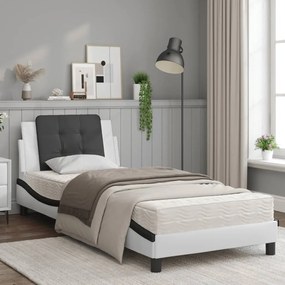 Letto con materasso bianco e nero 90x190 cm in similpelle