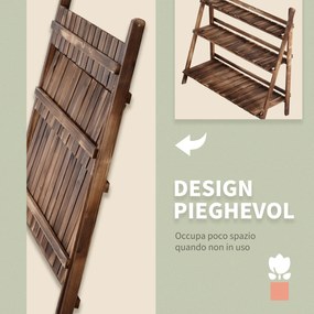 Portapiante da Giardino a 3 Ripiani in Legno di Abete 100x37x93 cm Scaletta...