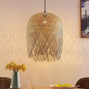 Lampada a sospensione Lindby Solivia, Ø 40 cm, bambù, legno