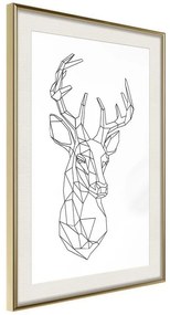 Poster  Minimalist Deer  Cornice Quadri Cornice d'oro con passe-partout, Larghezza x Altezza Home decor 20x30