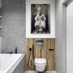 Stampa su tela – Zebra con giornale in bagno