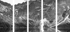 Quadri 5 pezzi – Morskie Oko nei Tatra in bianco e nero