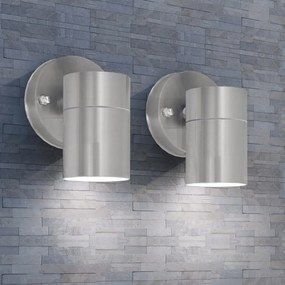 Lampada Da Parete Esterno 2 Pz Acciaio Inox Proiezione Basso /