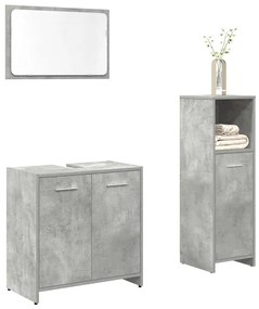 Set Mobili Da Bagno 3 Pz Grigio Cemento İn Legno Multistrato /