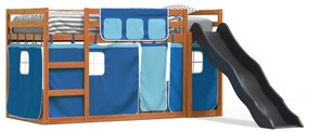 Letto A Castello Con Scivolo E Tende Blu 90x190 Cm /