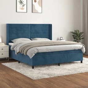 Giroletto A Molle Con Materasso Blu Scuro 160x200 Cm İn Velluto /