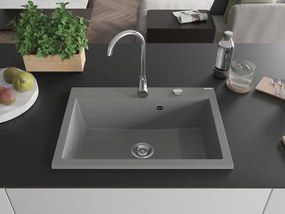 Mexen Elix lavello in granito a 1 vasca 700 x 500 mm, grigio, sifone cromato - 6526701005-71