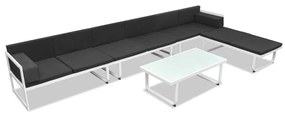 Set divani da giardino 5 pz in textilene e alluminio nero