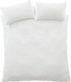 Set copripiumino e federa grigio chiaro in percalle di cotone per letto matrimoniale 3 pezzi 200x200 cm Seersucker Woven Stripe – Bianca