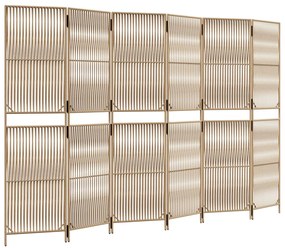 Divisorio per ambienti a 6 pannelli beige in polyrattan