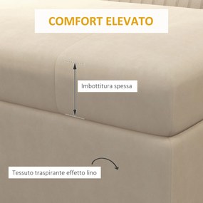 Panca Contenitore Rettangolare 110x44x49 cm con Seduta Imbottita e Gambe in Acciaio Beige...