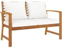 Panca da Giardino 120 cm con Cuscino Crema in Legno di Acacia 311829