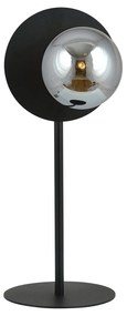 Lampada Da Tavolo Contemporanea Ippolita 1 Luce In Acciaio Nero E Vetro Fumè