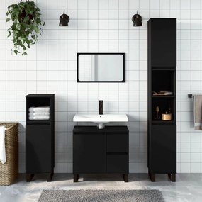 Set Mobili Da Bagno 3 Pz Nero İn Legno Multistrato /