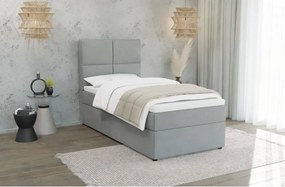 Letto singolo imbottito con contenitore grigio chiaro con materasso e topper inclusi 80x200 cm Lena – Ropez