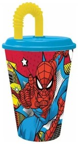 Bicchiere con Cannuccia Spider-Man Arachnid Grid 430 ml