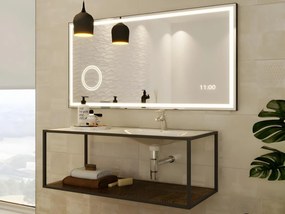 Specchio da bagno rettangolare con orologio digitale - 120 x 60 cm - AITANA