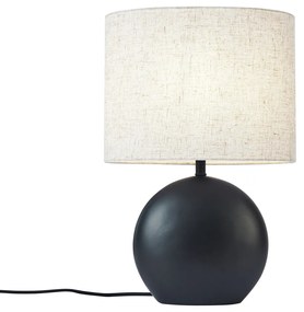 Lampada da tavolo Japandi nera con paralume in lino - Timo