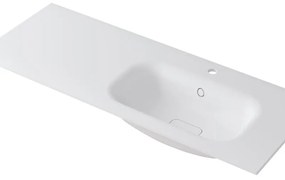 Lavabo integrale rettangolare vasca a destra L 120.5 x H 15 x P 46 cm in resina bianco lucido
