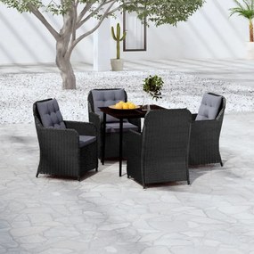 Set mobili da pranzo per giardino 5 pz nero