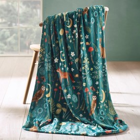 Coperta verde in micropile 130x170 cm Enchanted Twilight Animals – Catherine Lansfield