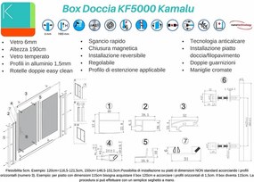 Porta doccia nicchia 100cm con anta scorrevole e vetro trasparente anticalcare KF5000 - KAMALU