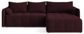 Divano angolare burgundy allungabile/con contenitore (con penisola a destra/con chaise lounge) Moku – Makamii