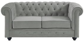Divano 2 posti Velluto Grigio - CHESTERFIELD