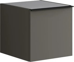 Base laterale Pixel con anta Plain laccato opaco grigio carbone e maniglia alluminio nero opaco L.40 H.40 P.45,5 cm.