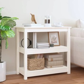 Tavolo Consolle Bianco 80x40x74 Cm İn Legno Massello Di Pino /