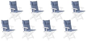 Set di 8 cuscini per sedia da esterno blu MAUI Beliani
