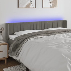 Testiera A Led Grigio Chiaro 203x16x78/88 Cm İn Velluto /