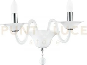 Applique a parete soffio bianca e cromo 2 luci attacco e14 47x30x36...