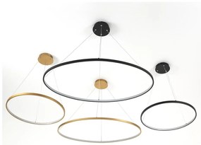 Lampada a sospensione di colore oro, altezza 92 cm Ring - Tomasucci