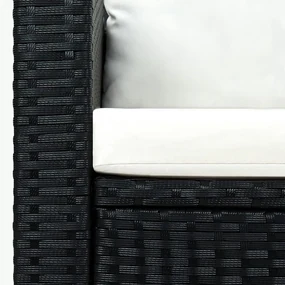 Set divani da giardino 3 pz con cuscini in polyrattan nero