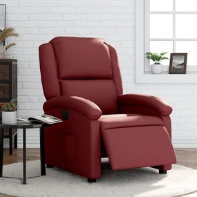 Poltrona Reclinabile Elettrica Rosso Vino İn Similpelle /