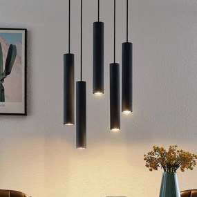 Lampada a sospensione Lindby Sanad, Ø 40 cm, a 5 luci, nero, GU10