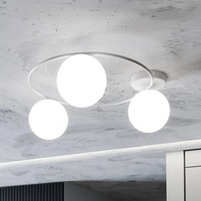Euluna Plafoniera Ascella, 3 luci, bianco/opalino