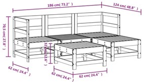 Set Salotto da Giardino 5 pz Grigio in Legno Massello di Pino