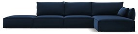 Divano angolare blu scuro (con penisola a destra/con chaise lounge) con rivestimento in velluto Vanda – Mazzini Sofas
