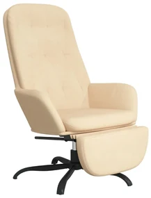 Poltrona relax con poggiapiedi bianco crema in velluto