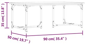 Tavolino da Salotto Rovere Marrone 90x50x35cm Legno Multistrato
