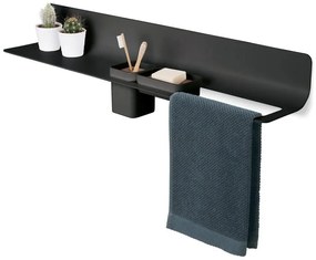 Mensola per bagno Curva con pta asciugamano 80 cm dx L 80 cm nero