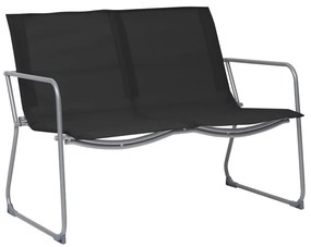 Set divano da giardino 4 pz in tessuto e acciaio nero