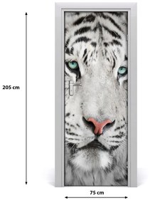 Poster adesivo per porta tigre bianca 75x205 cm