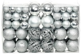 Set Palline Di Natale 100 Pz 3/4/6 Cm Argento /