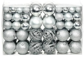 Set Palline di Natale 100 pz 3/4/6 cm Argento