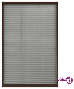 vidaXL Zanzariera Plissettata Finestre in Alluminio Marrone 60x160 cm