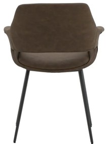 Set di sedie EMBAJADORES in similpelle marrone e gambe in metallo nero, con braccioli