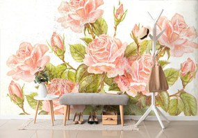 Carta da parati autoadesiva – Bouquet vintage di rose